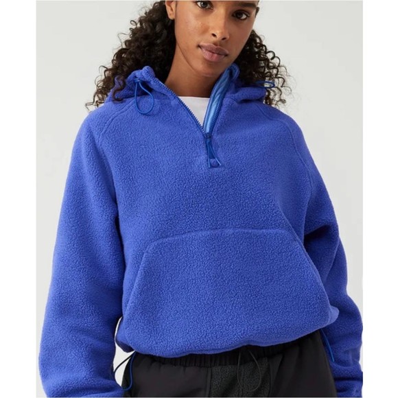 OUTDOOR VOICES Navy Blue Zip Fleece Hoodie